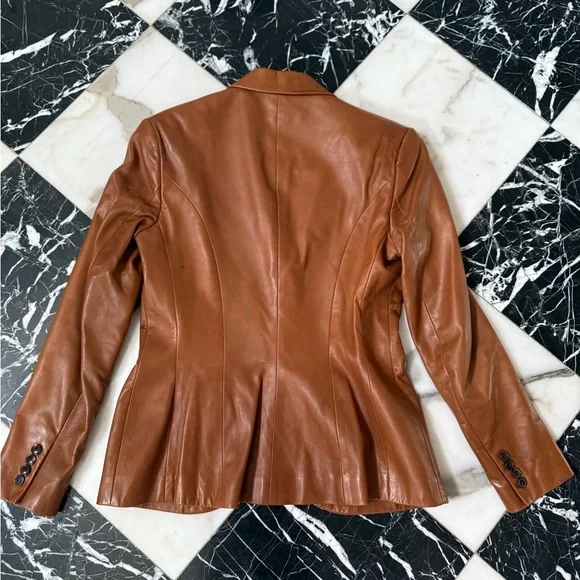 Ralph Lauren Women's Tan Leather Blazer - Picture 4 of 8